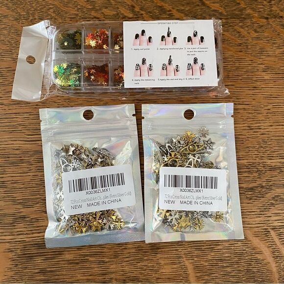 Three Packages of Nail Art Pieces. Variety. New! - Picture 1 of 7